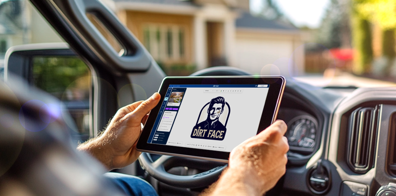 Fence contractor using Dirt Face on tablet